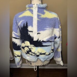 SO Blue and White Scenic Fleece Sweater